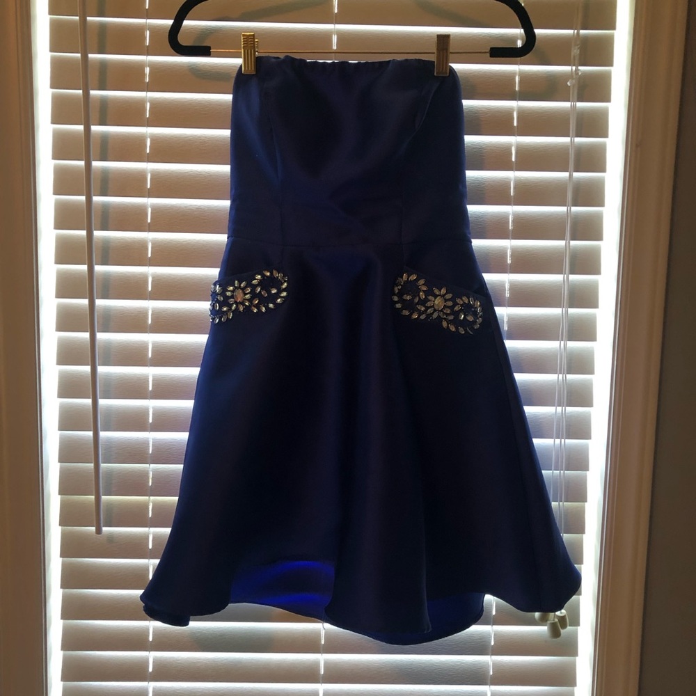 formal blue cocktail dress